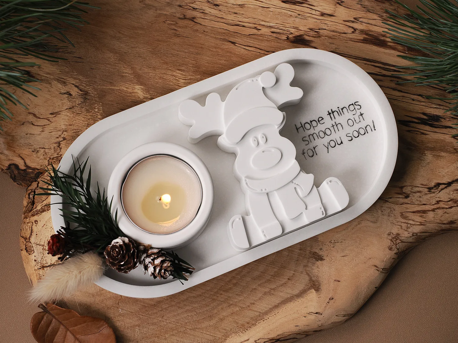 Christmas Silicone Mold Sitting Reindeer Resin Casting Mold for DIY Ornament Holiday Party Decor Gift Winter Party Decoration