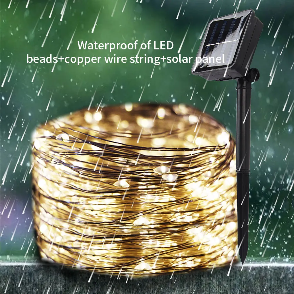Solar String Lights Outdoor Solar Lights Fairy Christmas Lamp Garland For Terrace Courtyard Porch Garden Party Tree Decoration