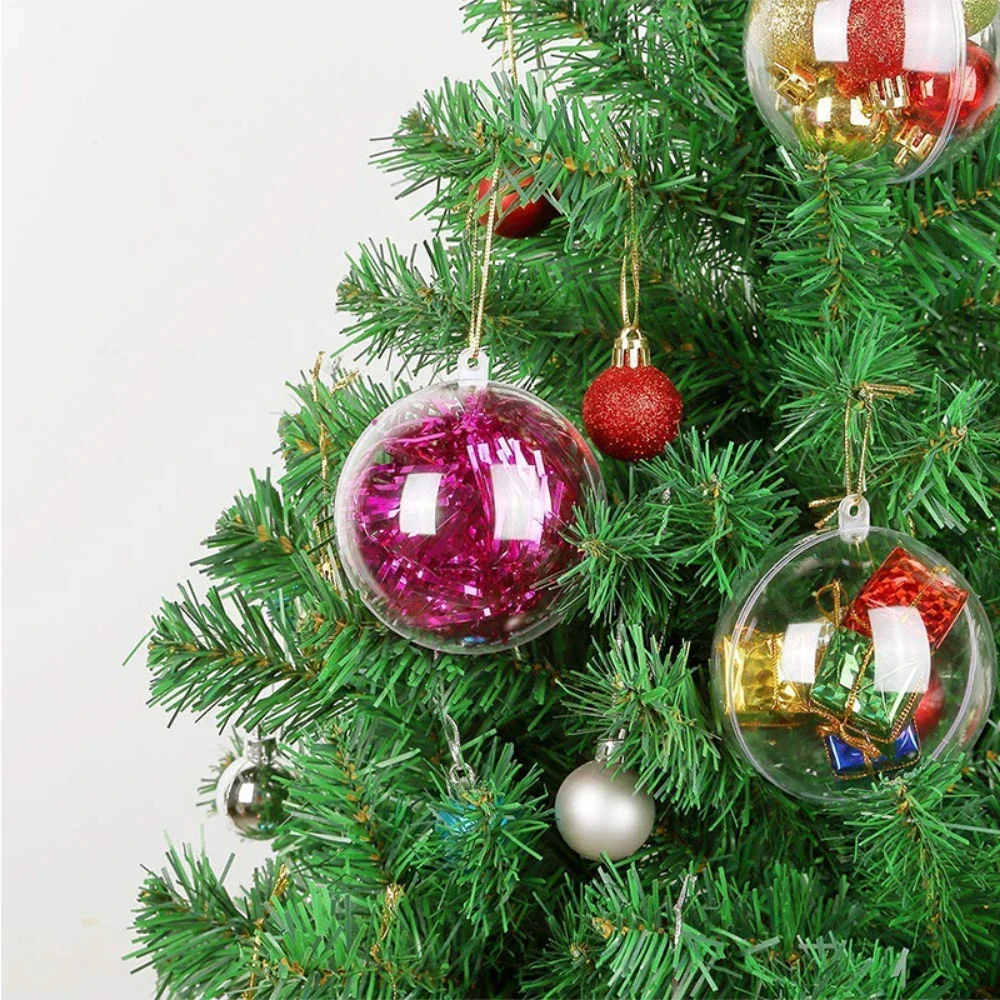 10pcs Transparent Open Plastic Christmas Ornament Ball Clear Bauble for Xmas Party Kids Gift Present Box Decorations