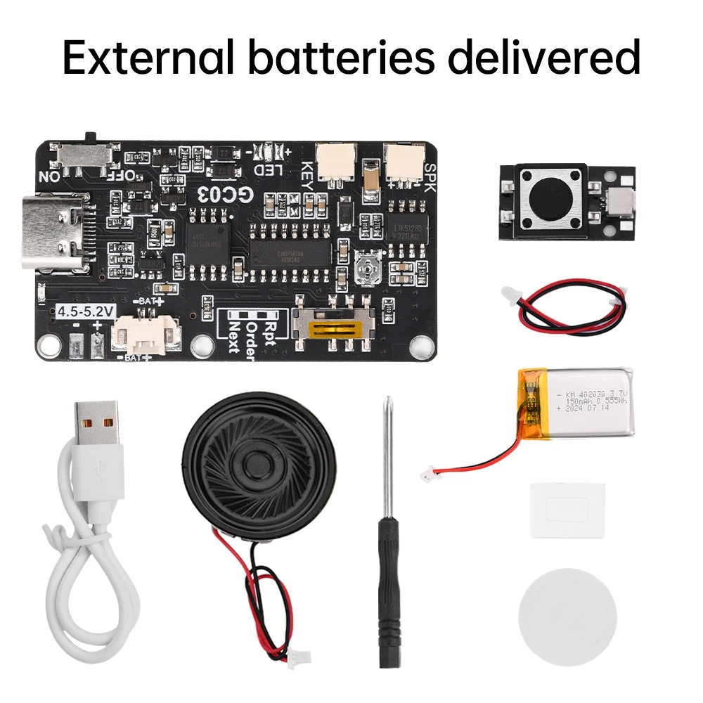 GC03 Recording Card Voice Recording Board Movement Creative Gift Box Christmas Birthday Card MP3Voice Module TYPE-C with Speaker