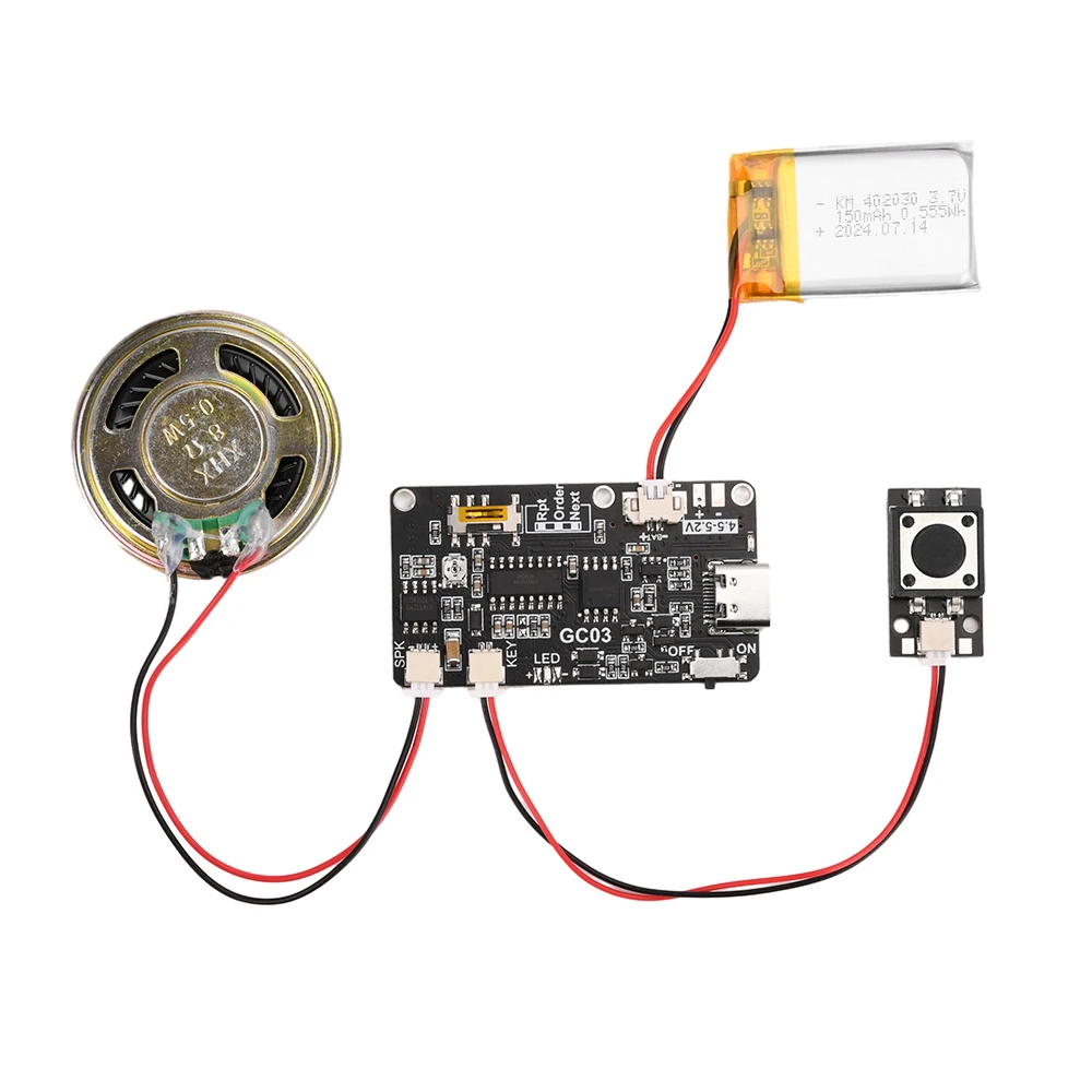 GC03 Recording Card Voice Recording Board Movement Creative Gift Box Christmas Birthday Card MP3Voice Module TYPE-C with Speaker