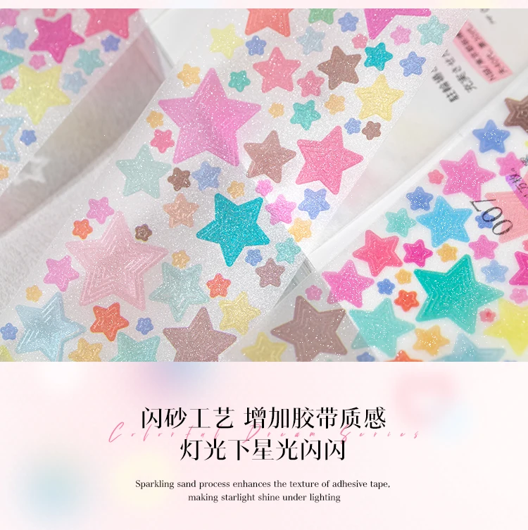 50mm*2m Cute Star pattern Washi Tape Adhesive Diary Sticker Masking Tapes Decorative Christmas DIY Creative Stationery Stickers