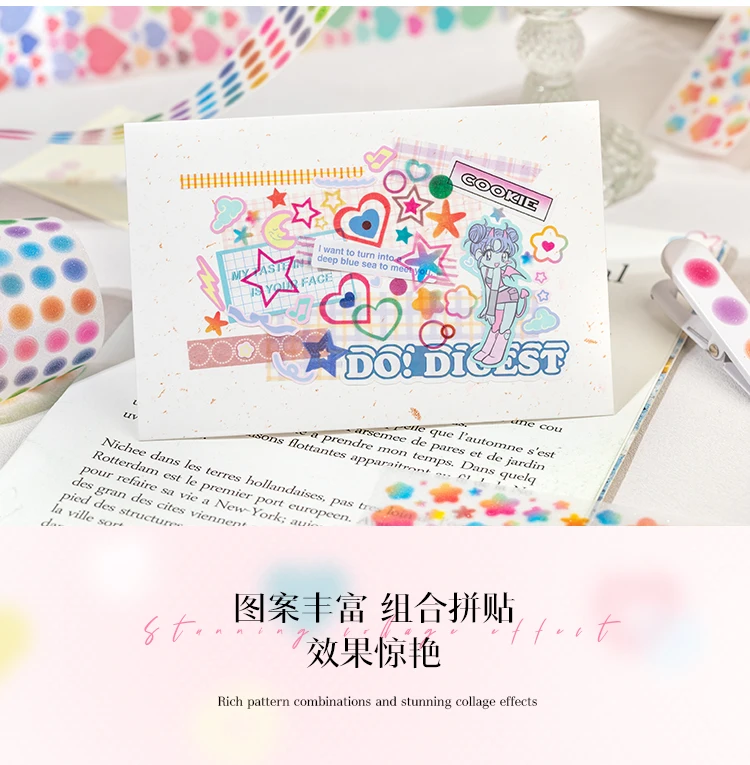 50mm*2m Cute Star pattern Washi Tape Adhesive Diary Sticker Masking Tapes Decorative Christmas DIY Creative Stationery Stickers