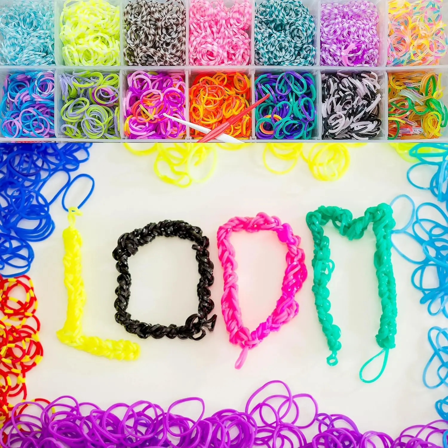 15000+ Rubber Band Bracelet Kit, Loom Bands Vibrant Colours with Storage Box, DIY Friendship Bracelet Making Kit Christmas Gift