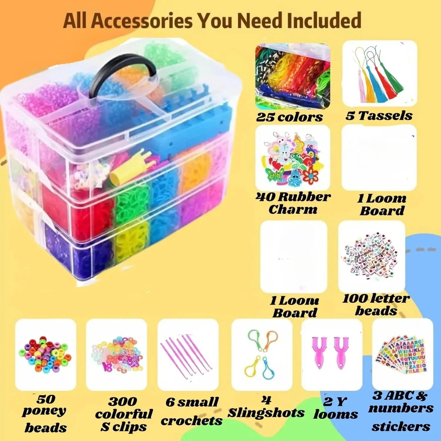 15000+ Rubber Band Bracelet Kit, Loom Bands Vibrant Colours with Storage Box, DIY Friendship Bracelet Making Kit Christmas Gift