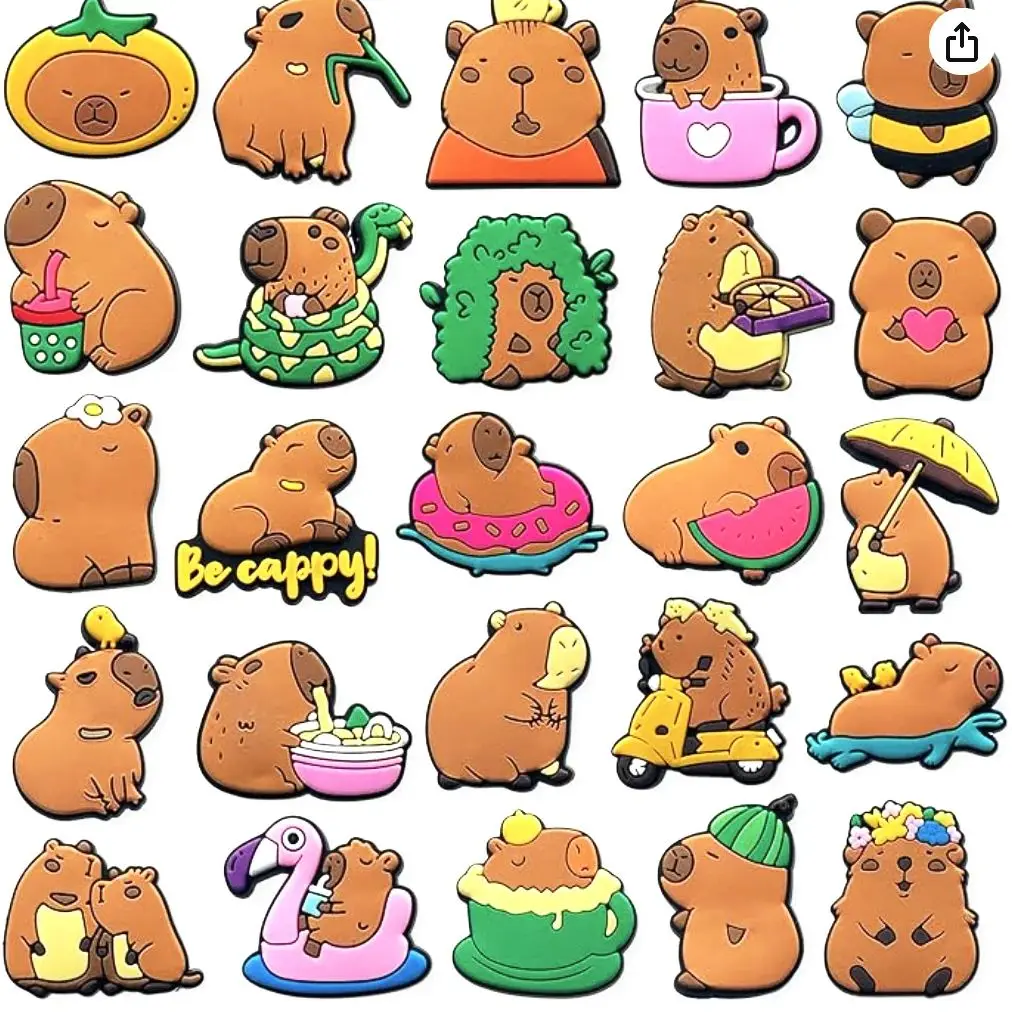 25Pcs Capybara Series Shoe Charms For Slides Sandals, PVC Shoe Decorations Accessories For Christmas Birthday Gift Party Favor