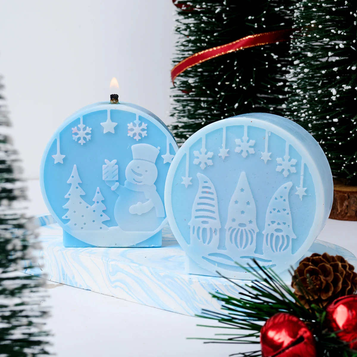 Christmas Ball Silicone Candle Mold DIY Relief Santa Claus Elk Craft Molds Plaster Resin Making Home Christmas Decor Art Gifts