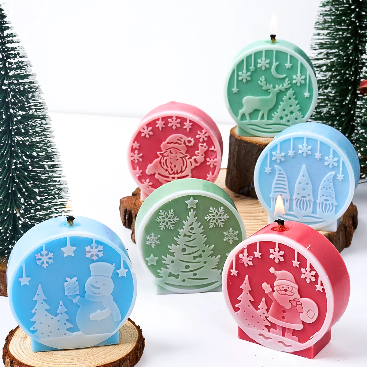Christmas Ball Silicone Candle Mold DIY Relief Santa Claus Elk Craft Molds Plaster Resin Making Home Christmas Decor Art Gifts