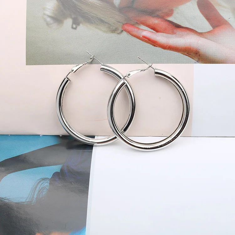 Hot trend 925 Sterling Silver beautiful 5CM Big hoop earrings for Women fashion party wedding designer Jewelry Christmas gifts