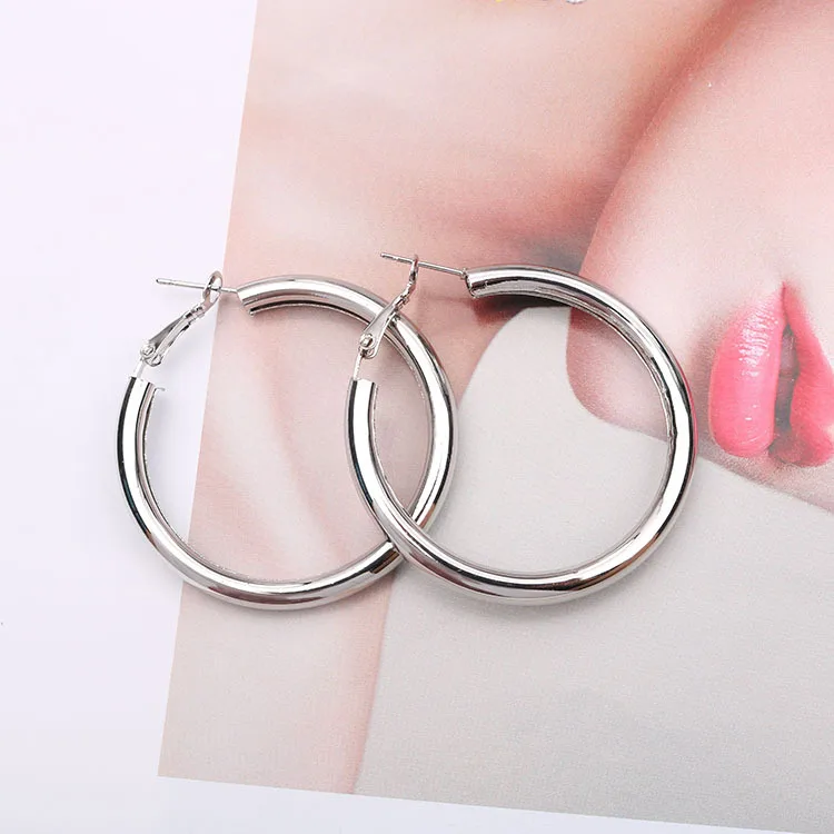 Hot trend 925 Sterling Silver beautiful 5CM Big hoop earrings for Women fashion party wedding designer Jewelry Christmas gifts
