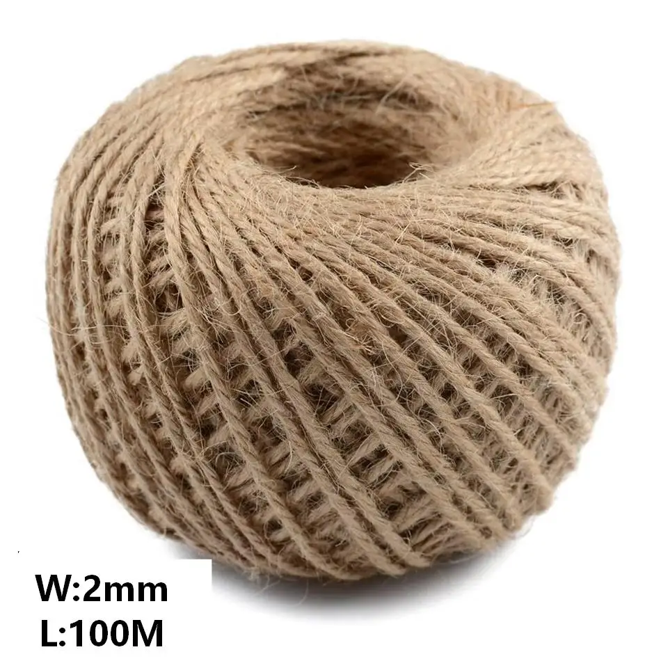 Natural Vintage Jute Rope Twine Roll Sewing Christmas Crafts Jute Cord Thread Wedding Handmade DIY Party Ribbon Bows Decoration