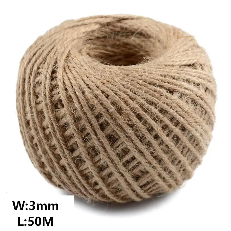 Natural Vintage Jute Rope Twine Roll Sewing Christmas Crafts Jute Cord Thread Wedding Handmade DIY Party Ribbon Bows Decoration