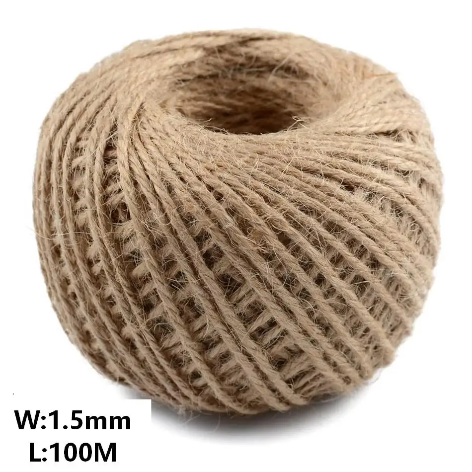 Natural Vintage Jute Rope Twine Roll Sewing Christmas Crafts Jute Cord Thread Wedding Handmade DIY Party Ribbon Bows Decoration
