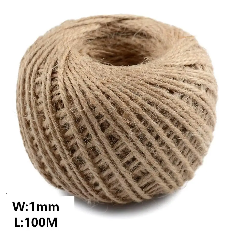 Natural Vintage Jute Rope Twine Roll Sewing Christmas Crafts Jute Cord Thread Wedding Handmade DIY Party Ribbon Bows Decoration