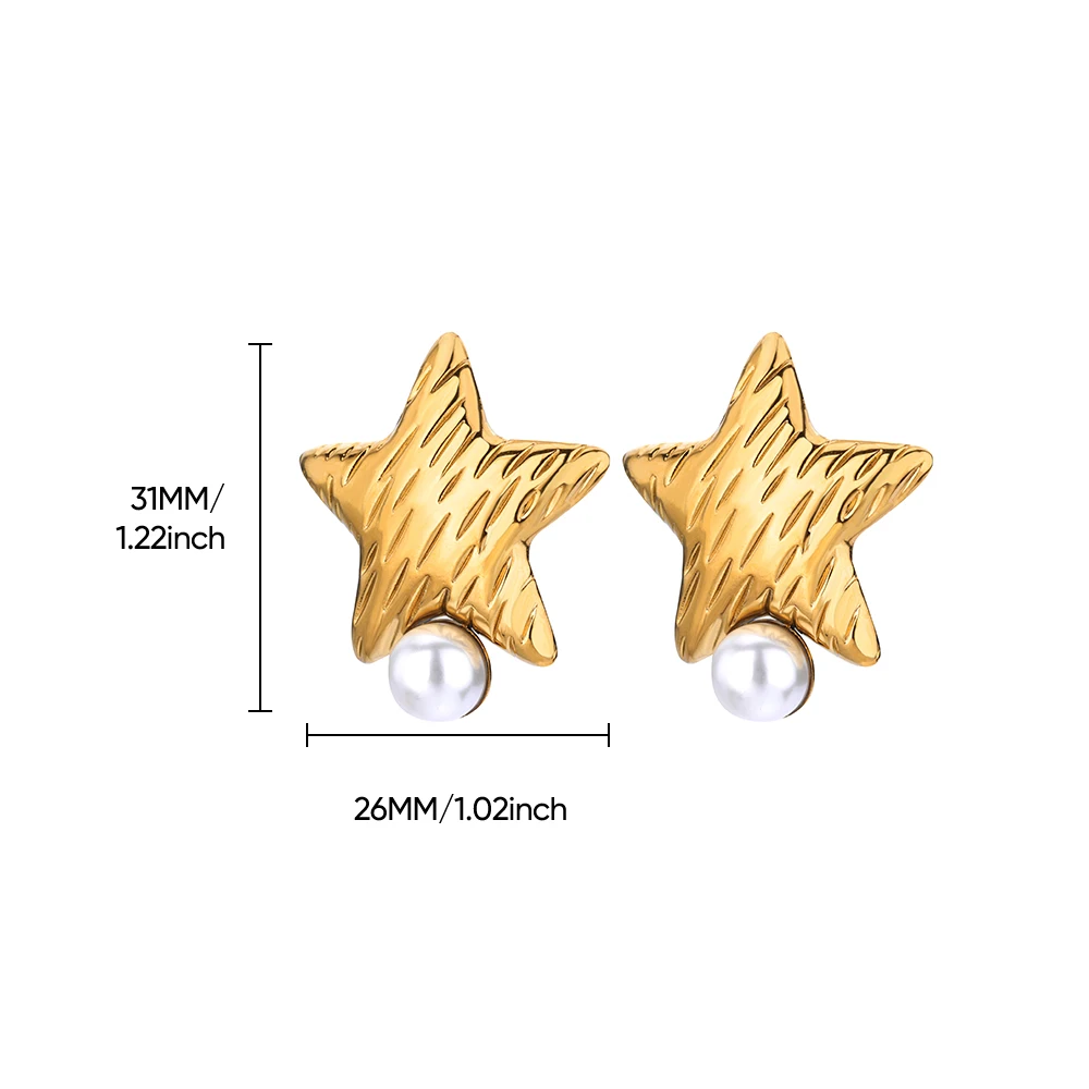 Elegant Stainless Steel Pearl Earrings For Women Gold Color Vintage Piercing Ear Hoop Jewelry Wedding Aesthetic Christmas Gift