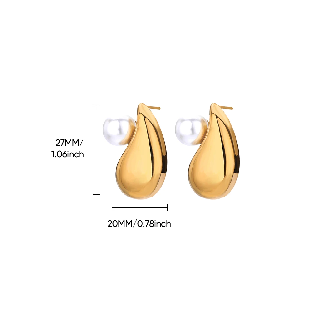 Elegant Stainless Steel Pearl Earrings For Women Gold Color Vintage Piercing Ear Hoop Jewelry Wedding Aesthetic Christmas Gift