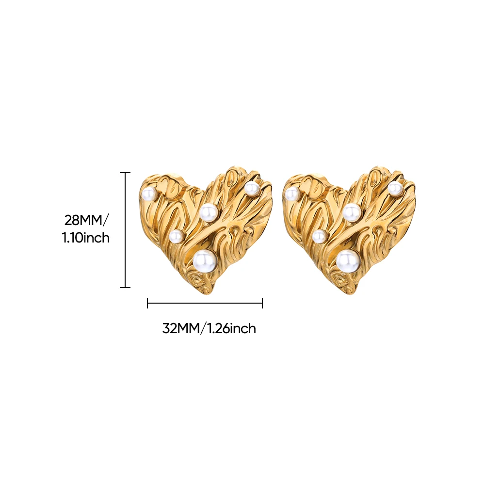 Elegant Stainless Steel Pearl Earrings For Women Gold Color Vintage Piercing Ear Hoop Jewelry Wedding Aesthetic Christmas Gift