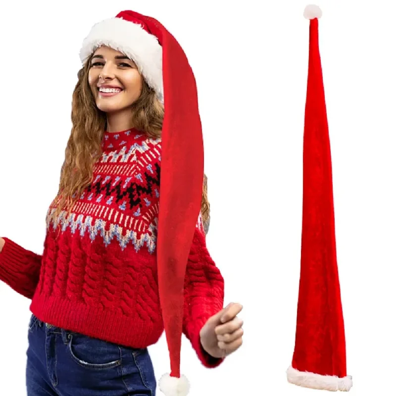 Extended Super Long Christmas Santa Hat Children Adults Christmas Xmas Cap Gifts New Year Festival Holiday Party Supplies Props