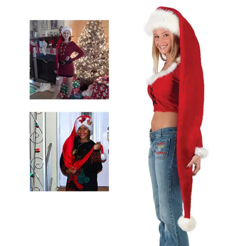 Extended Super Long Christmas Santa Hat Children Adults Christmas Xmas Cap Gifts New Year Festival Holiday Party Supplies Props