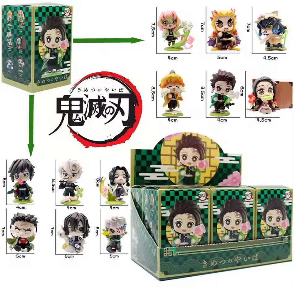 Hot sold 1-12pcs Anime Demon Slayer Model Tanjiro Kamado Nezuko cartoon figure PVC model ornament child Christmas Halloween gift