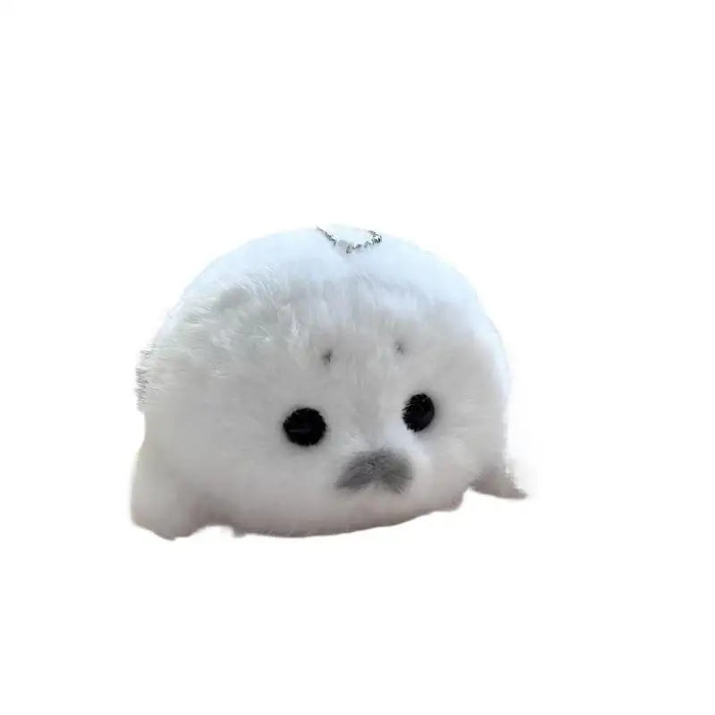 ★▲Cartoon Cute Plush Seal Keychain White Seal Pendant Fashion Stuffed Doll Keyring Backpack Hanging Decoration Christmas Gift