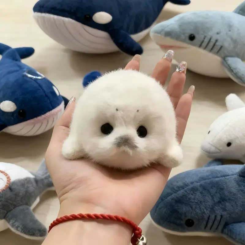 ★▲Cartoon Cute Plush Seal Keychain White Seal Pendant Fashion Stuffed Doll Keyring Backpack Hanging Decoration Christmas Gift
