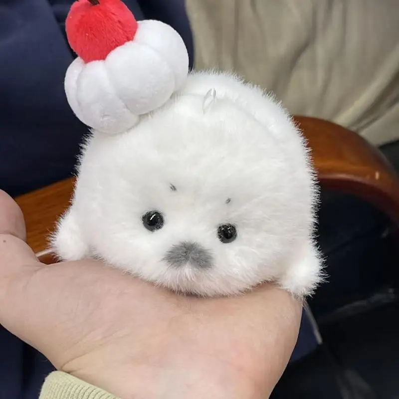 ★▲Cartoon Cute Plush Seal Keychain White Seal Pendant Fashion Stuffed Doll Keyring Backpack Hanging Decoration Christmas Gift
