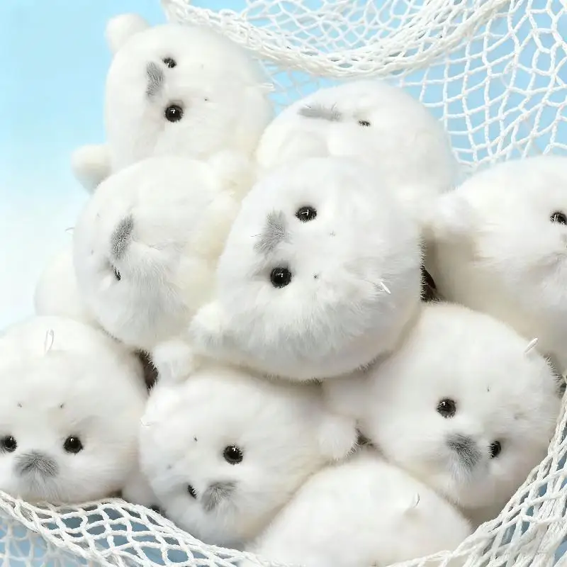 ★▲Cartoon Cute Plush Seal Keychain White Seal Pendant Fashion Stuffed Doll Keyring Backpack Hanging Decoration Christmas Gift
