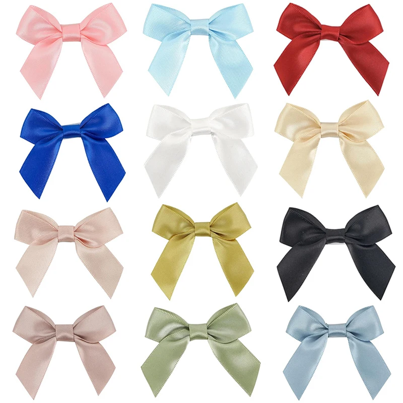 10/30/50Pcs Handmade Bow With Adhesive Back for Christmas Gift Box Flower Decoration Handmade DIY Clothing Accessories