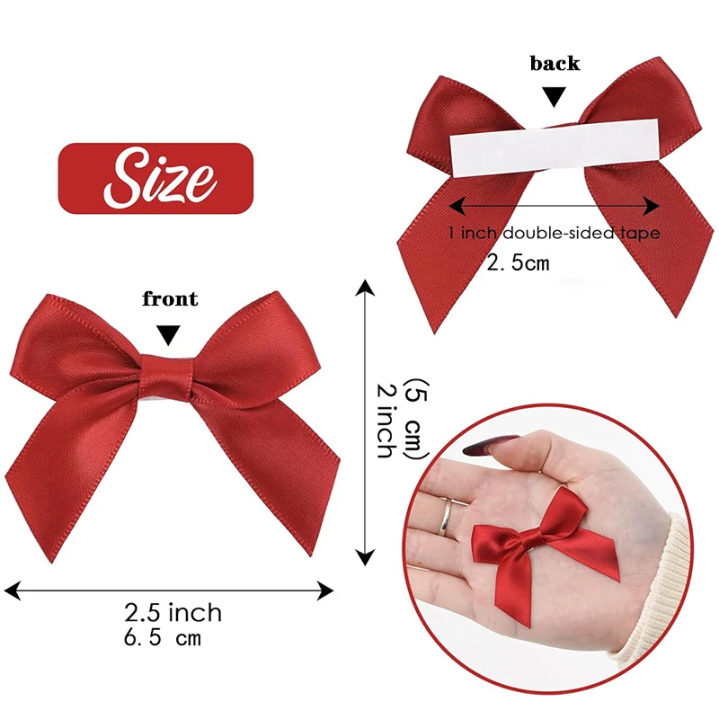 10/30/50Pcs Handmade Bow With Adhesive Back for Christmas Gift Box Flower Decoration Handmade DIY Clothing Accessories