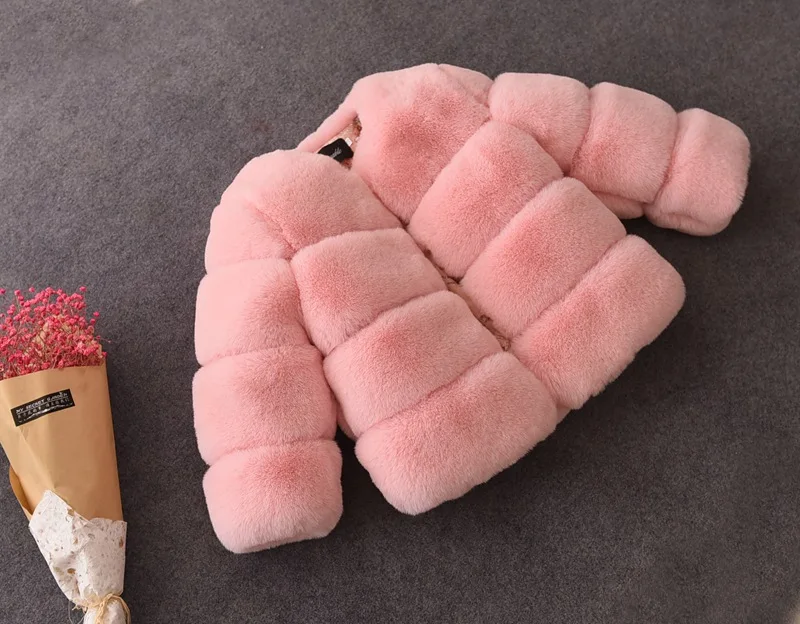 Girls Faux Fur Coat Winter Children Girls Long Sleeve Christmas Jacket Warm Kids Girls Coat Girls Outerwear Clothing