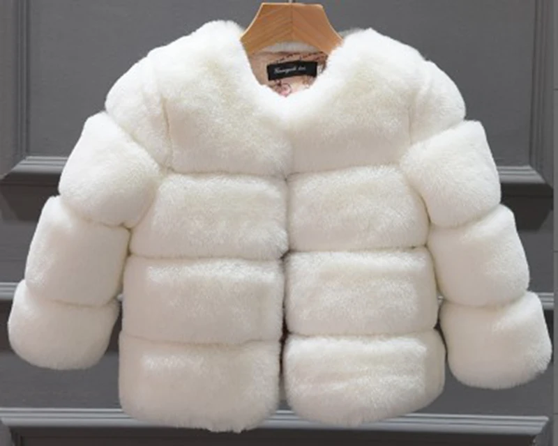 Girls Faux Fur Coat Winter Children Girls Long Sleeve Christmas Jacket Warm Kids Girls Coat Girls Outerwear Clothing