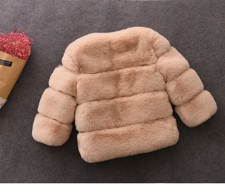 Girls Faux Fur Coat Winter Children Girls Long Sleeve Christmas Jacket Warm Kids Girls Coat Girls Outerwear Clothing