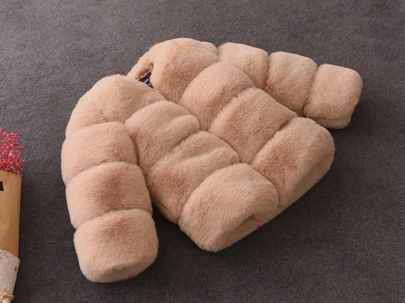 Girls Faux Fur Coat Winter Children Girls Long Sleeve Christmas Jacket Warm Kids Girls Coat Girls Outerwear Clothing
