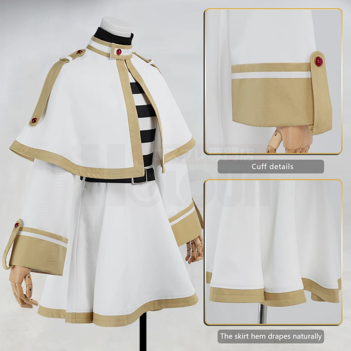 HOLOUN Frieren Beyond Journey's End Anime Frieren Cosplay Costume Shawl Cloak Dress Wig Grey Ponytail Rose Net Christmas