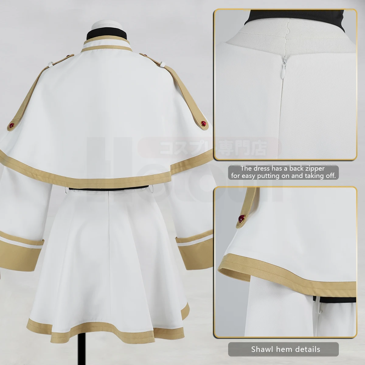 HOLOUN Frieren Beyond Journey's End Anime Frieren Cosplay Costume Shawl Cloak Dress Wig Grey Ponytail Rose Net Christmas
