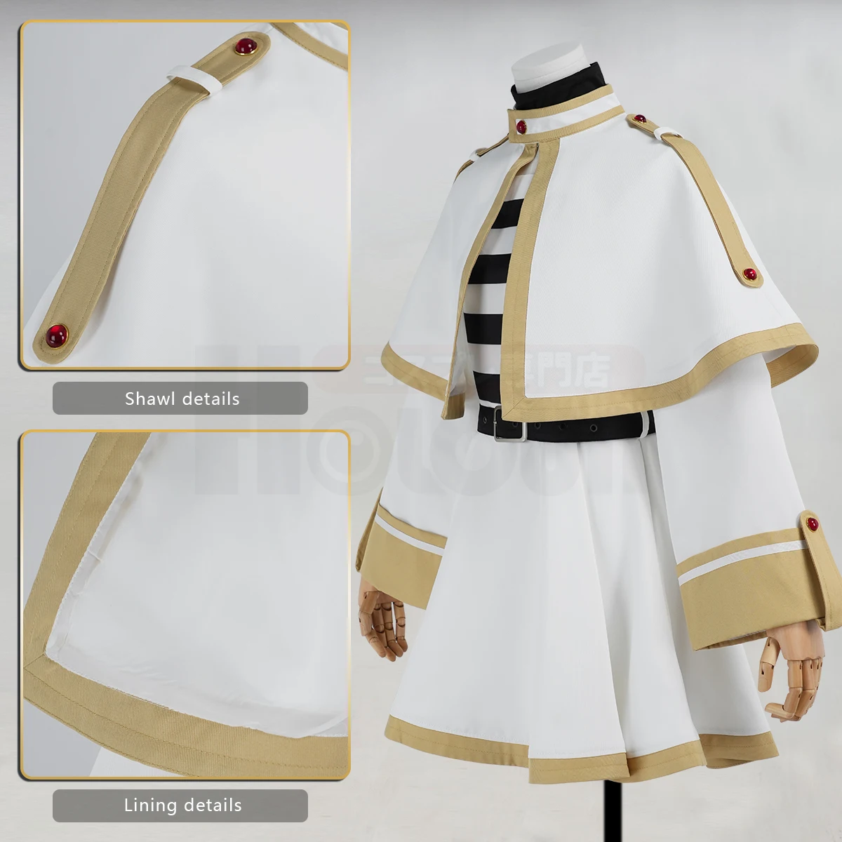 HOLOUN Frieren Beyond Journey's End Anime Frieren Cosplay Costume Shawl Cloak Dress Wig Grey Ponytail Rose Net Christmas