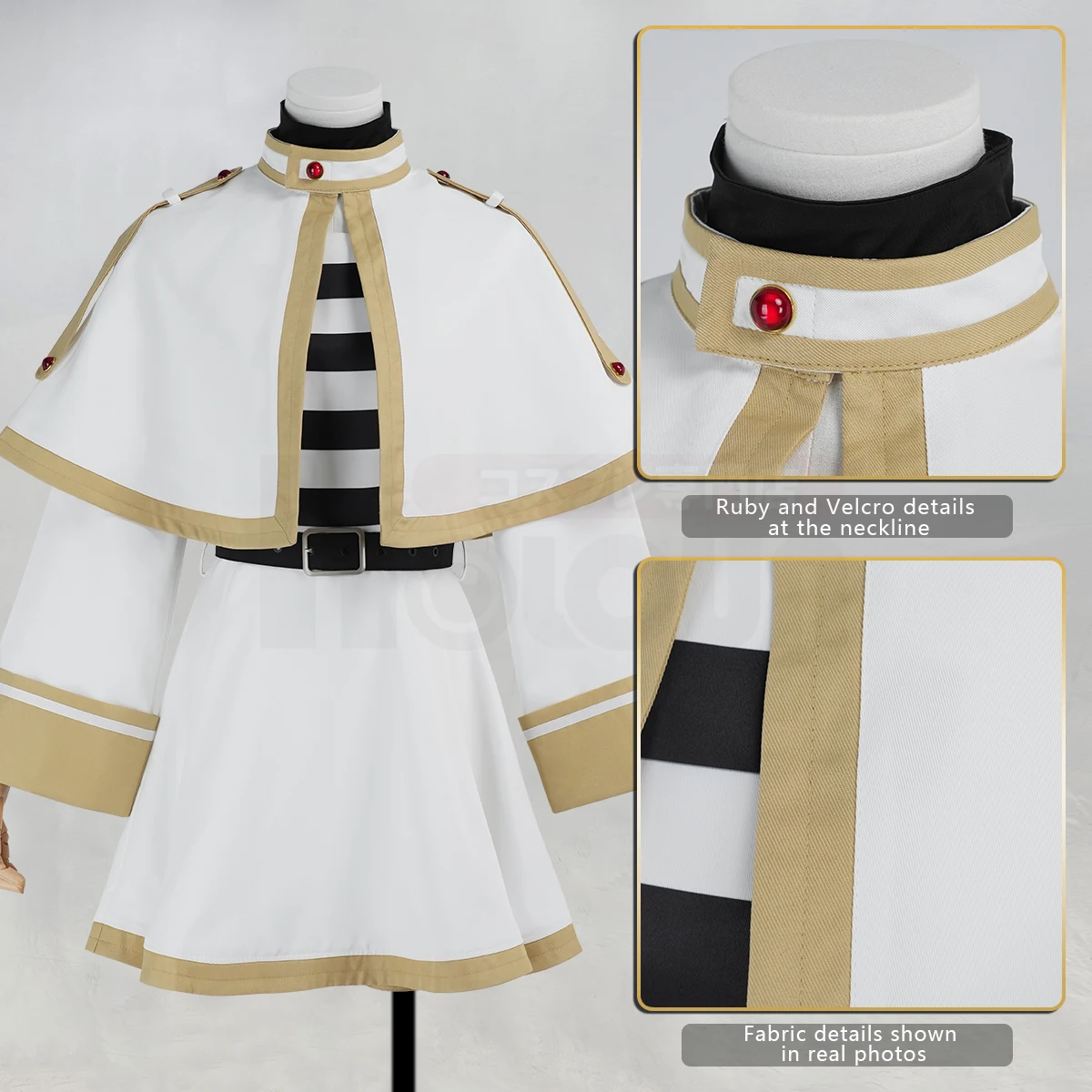 HOLOUN Frieren Beyond Journey's End Anime Frieren Cosplay Costume Shawl Cloak Dress Wig Grey Ponytail Rose Net Christmas