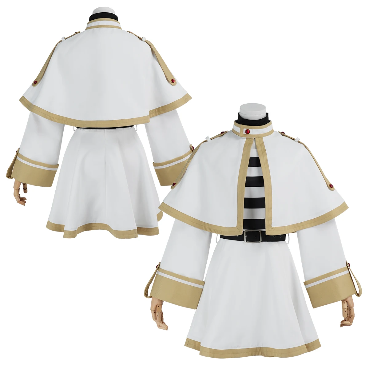 HOLOUN Frieren Beyond Journey's End Anime Frieren Cosplay Costume Shawl Cloak Dress Wig Grey Ponytail Rose Net Christmas