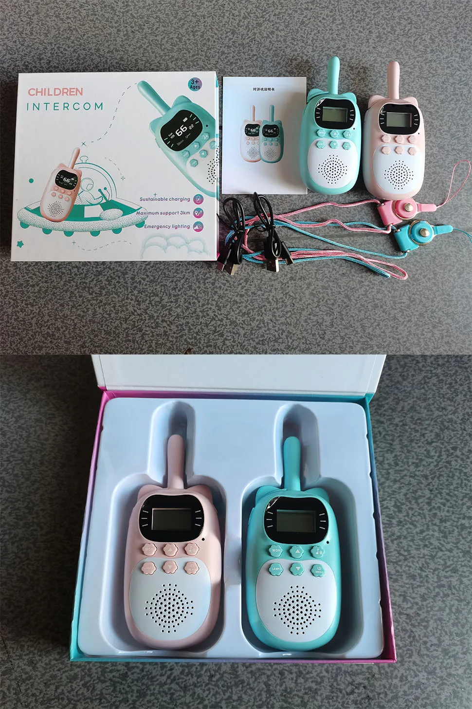 Kids Walkie Talkie 2PCS Electronic Toys Children Spy Gadgets Baby Radio Phone 3km Range Christmas Birthday Gift For Boys Girls