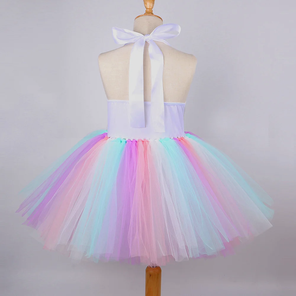Pastel Flowers Unicorn Costumes for Girls Sequins Birthday Princess Dresses Kids Halloween Christmas Outfit with Wings Horns Bow