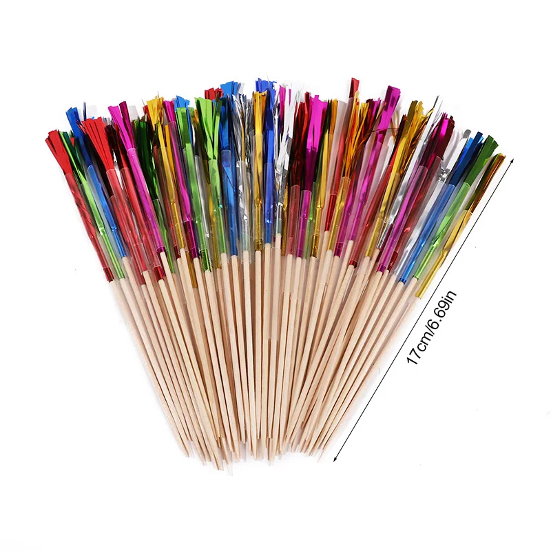 50Pcs Tassel Fireworks Cake Topper Cocktail Picks Dessert Food Fruit Toothpick for Wedding Birthday Party Decoration Christmas