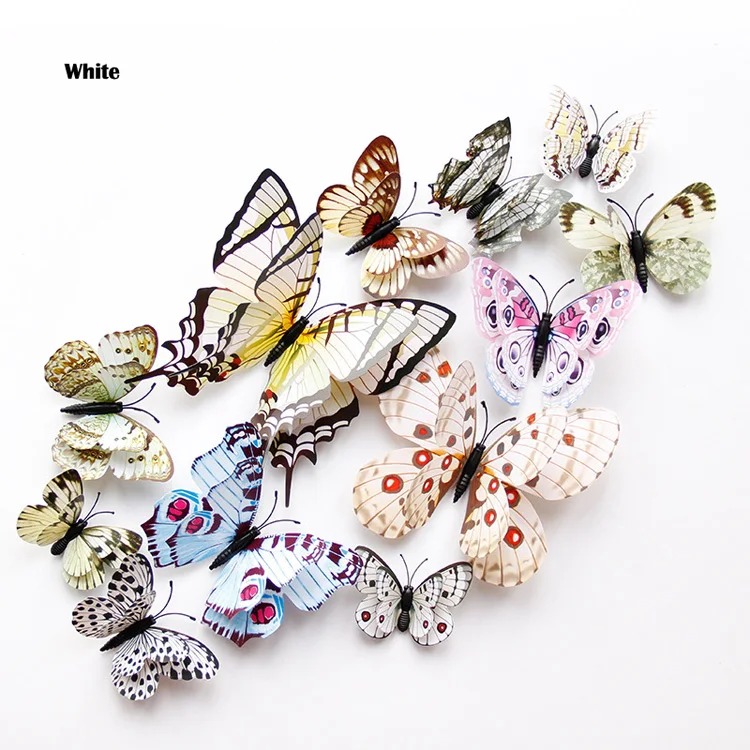 New 12/24pcs 3D Butterfly Wall Stickers Home Christmas Wedding Decoration Photography Props Magnetic Refrigerator Magnets