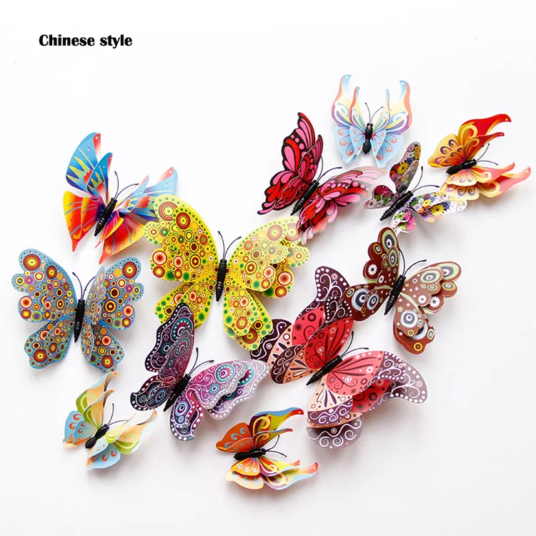 New 12/24pcs 3D Butterfly Wall Stickers Home Christmas Wedding Decoration Photography Props Magnetic Refrigerator Magnets