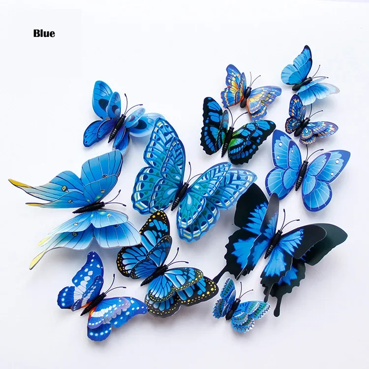 New 12/24pcs 3D Butterfly Wall Stickers Home Christmas Wedding Decoration Photography Props Magnetic Refrigerator Magnets