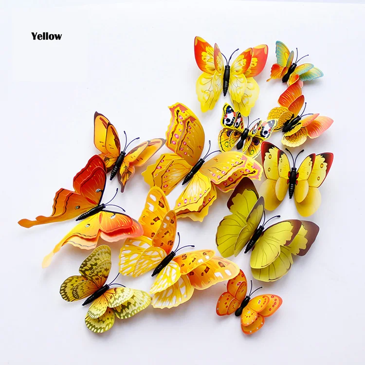 New 12/24pcs 3D Butterfly Wall Stickers Home Christmas Wedding Decoration Photography Props Magnetic Refrigerator Magnets
