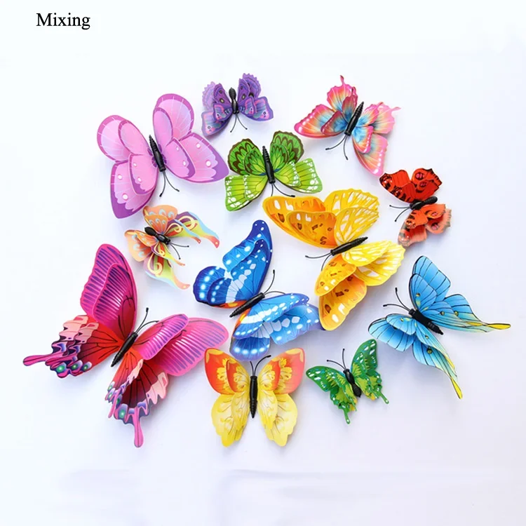 New 12/24pcs 3D Butterfly Wall Stickers Home Christmas Wedding Decoration Photography Props Magnetic Refrigerator Magnets