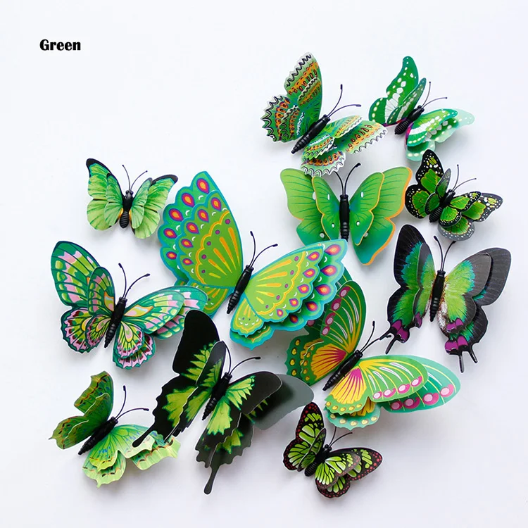 New 12/24pcs 3D Butterfly Wall Stickers Home Christmas Wedding Decoration Photography Props Magnetic Refrigerator Magnets