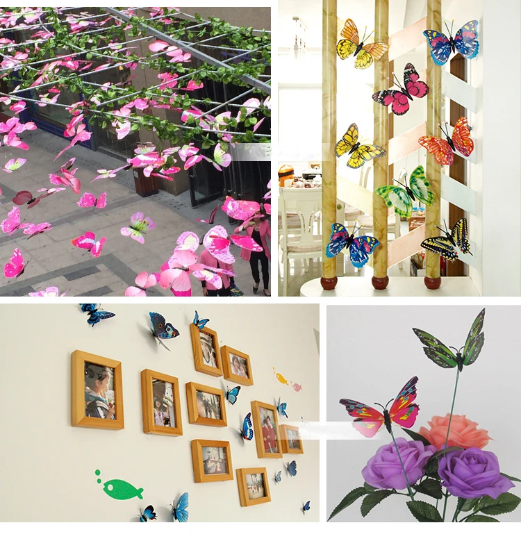 New 12/24pcs 3D Butterfly Wall Stickers Home Christmas Wedding Decoration Photography Props Magnetic Refrigerator Magnets