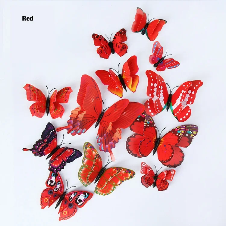 New 12/24pcs 3D Butterfly Wall Stickers Home Christmas Wedding Decoration Photography Props Magnetic Refrigerator Magnets
